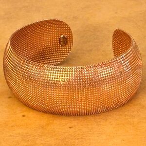 Rose Sparkling Textured Flexible Sterling Italian Cuff Bracelet
